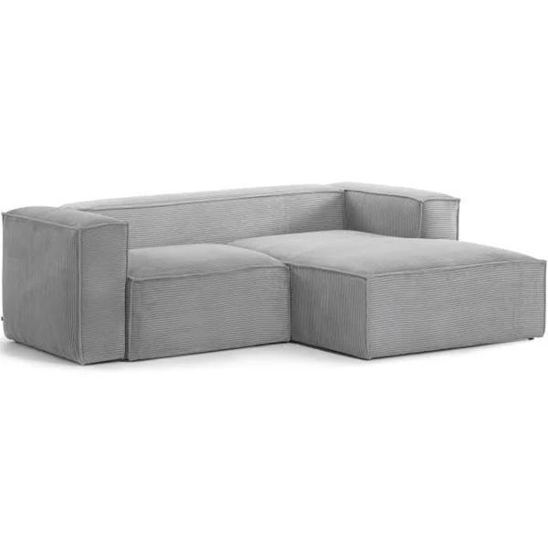 Naaji Corduroy 2 Seater Chaise Sofa in Grey by Vida & Co.