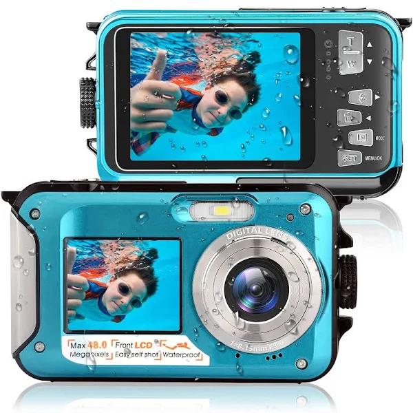 Waterproof Digital Camera For Photography 2.7k 48MP Full HD Video Recorder Dual Screens10FT Underwater Camera For Snorkeling