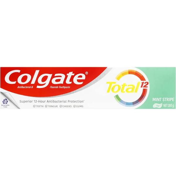 Colgate Total Mint Stripe Antibacterial Gel Toothpaste 200g, Whole Mouth Health, Multi Benefit