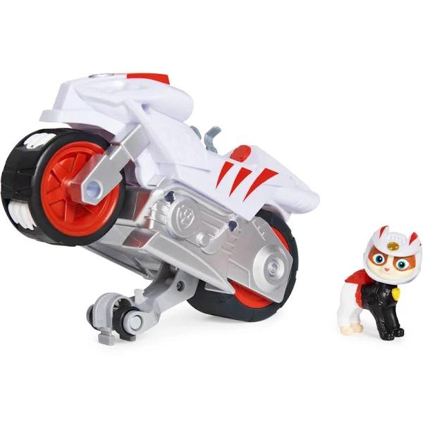 Paw Patrol , Moto Pups Wildcat’s Deluxe Pull Back Motorcycle Vehicle with Wheelie Feature and Toy Figure