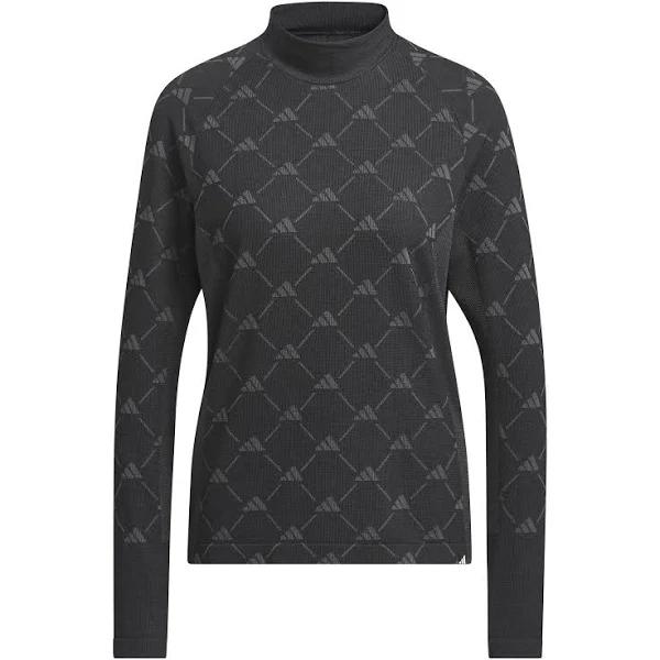 adidas-Ultimate365 Tour Monogram Mock Neck Tee-Women-Black-S