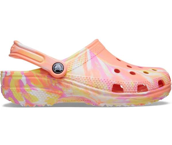 Crocs Classic Marbled Clog - PAPAYA/MULTI - 6