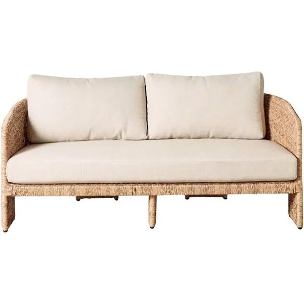 Nova 2 Seater Sofa | Natural Tones With White Cushions | Outdoor | Early Settler Furniture