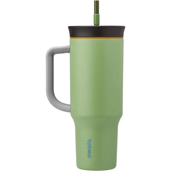 Owala Stainless Steel Triple Layer Insulated Travel Tumbler With Spill Resistant Lid, Straw, and Carry Handle, Bpa Free, 40 oz, Green (Brave