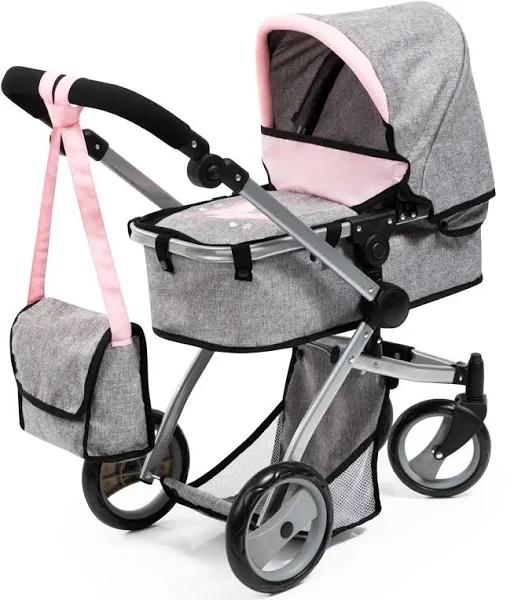 Milano Mega Set With Combi Doll Pram - Grey & Pink