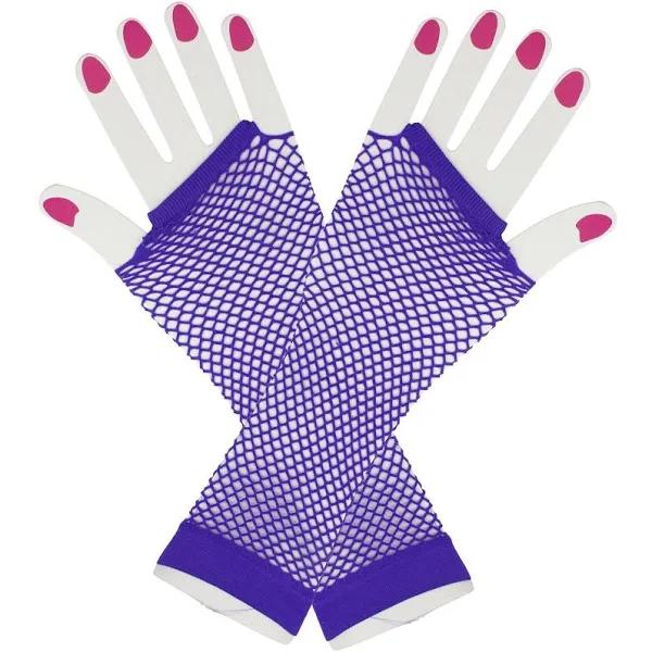 Purple Fingerless Fishnet Gloves