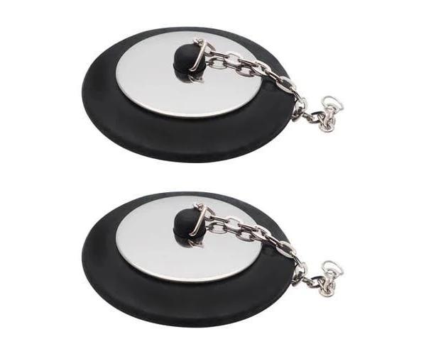 2 Pcs Drain Stopper Rubber Bathtub Tub Drain Drain Cover Bathtub Plug With Chain For Hotel Kitchen Bathroom