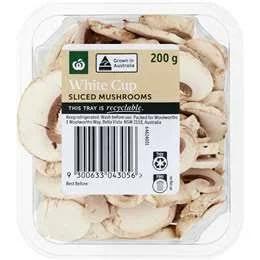 Woolworths White Cup Sliced Mushroom Punnet 200g