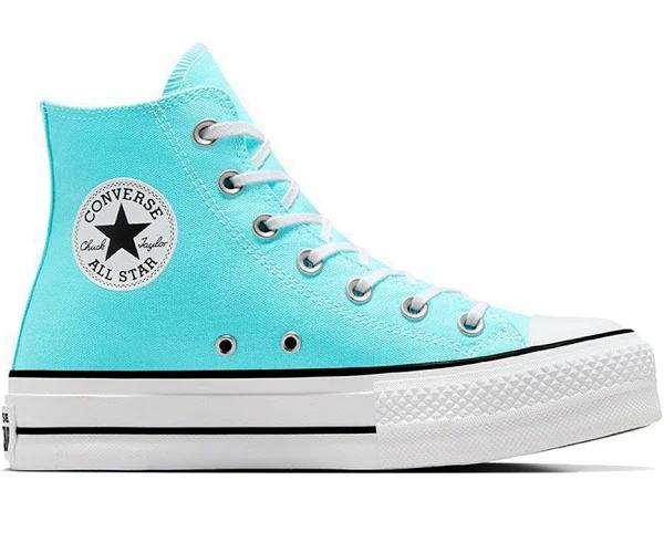 Converse Chuck Taylor All Star Lift Seasonal Colour High Top Triple Cyan 7.5 Women - Sneakers Converse - Blue - A07570C-7.5 - Size: 7.5