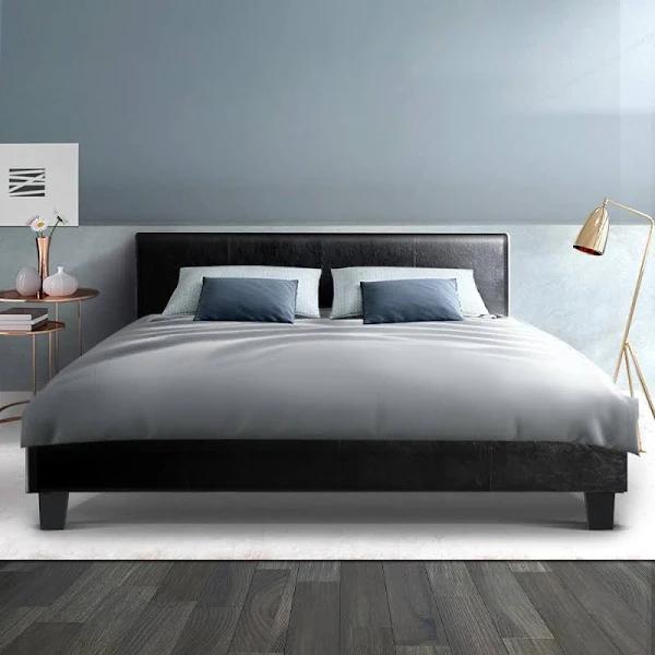 Artiss Neo Bed Frame PU Leather - Black Queen