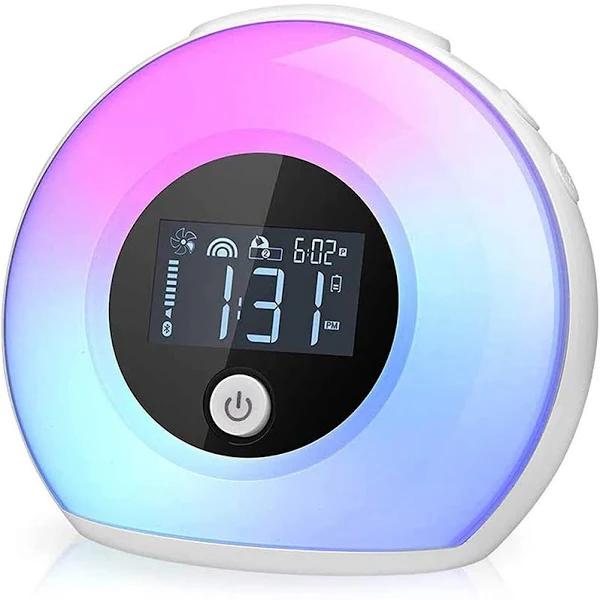 Wake Up Light Bluetooth Speaker, Table Lamp Alarm Clock, Night Light Bluetooth Speakers Lamp, Dimmable Warm Light & Colorful Light Beside Lamp Music