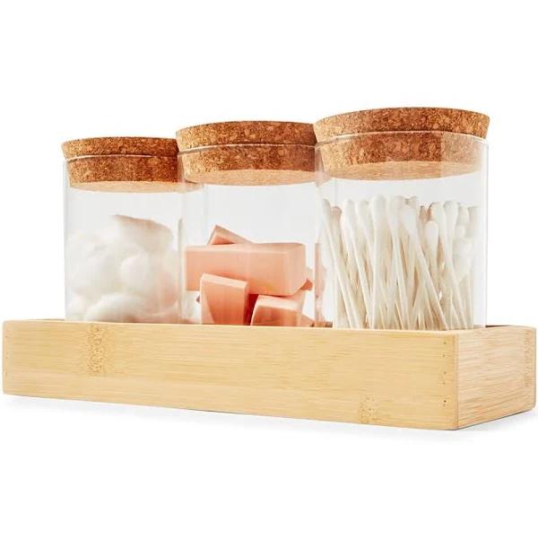 Kmart Set of 3 Canisters And Bamboo Tray