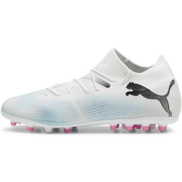 Future 7 Match MG Men's Football Boots in White/Black/Poison Pink, Size 11.5, Textile by Puma