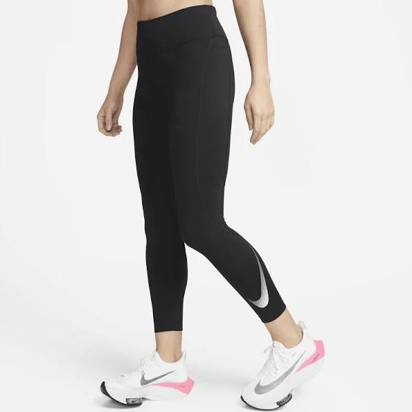 Nike Womens Fast Mid-Rise 7/8 Running Tights Black S @ Rebel Active