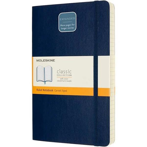 Moleskine - Classic Soft Cover Notebook Expanded - Ruled - Large - Sapphire Blue