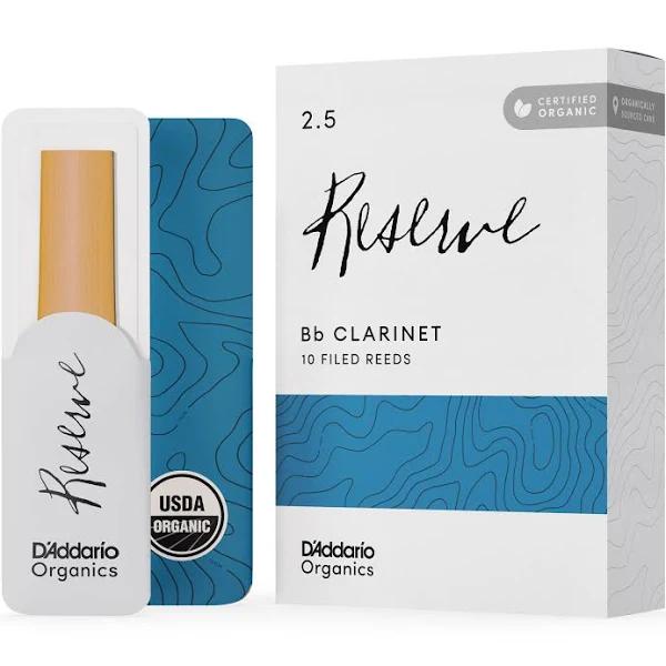 D'Addario Organic Reserve BB Clarinet Reeds, Strength 2.5, 10-Pack