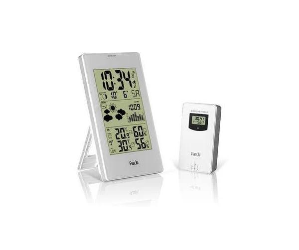 FanJu Indoor Outdoor Thermometer Hygrometer Barometer Wireless Weather Station Alarm Clock Weather Forecaster Station Wireless Indoor & Outdoor