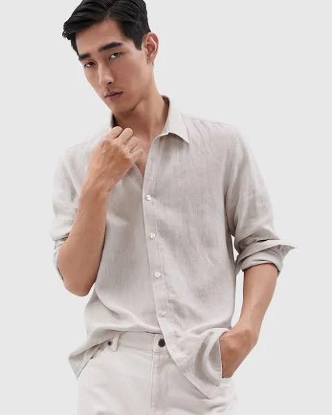 Unison Linen Regular Fit Shirt in Grey M