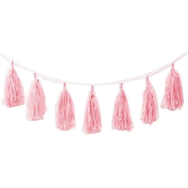 Classic Pink Tassel Garland 3M