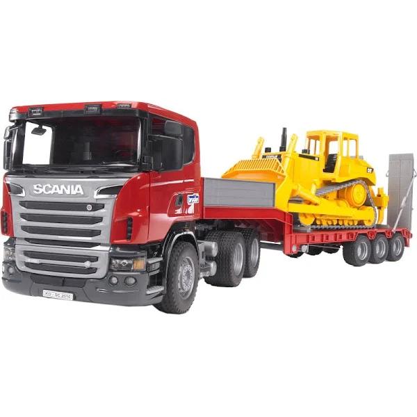 Bruder 1:16 Scania R-Series Low Loader Truck, Cat Bulldozer