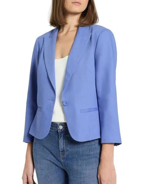 David Lawrence Chaya Cropped Linen Blazer in Hydrangea Purple 16