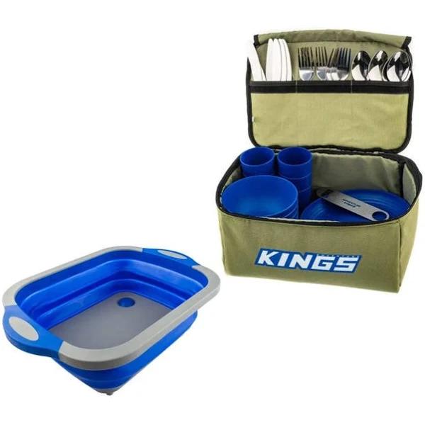 Adventure Kings 37 Piece Picnic Set + Collapsible Sink Camping Outdoor Portable