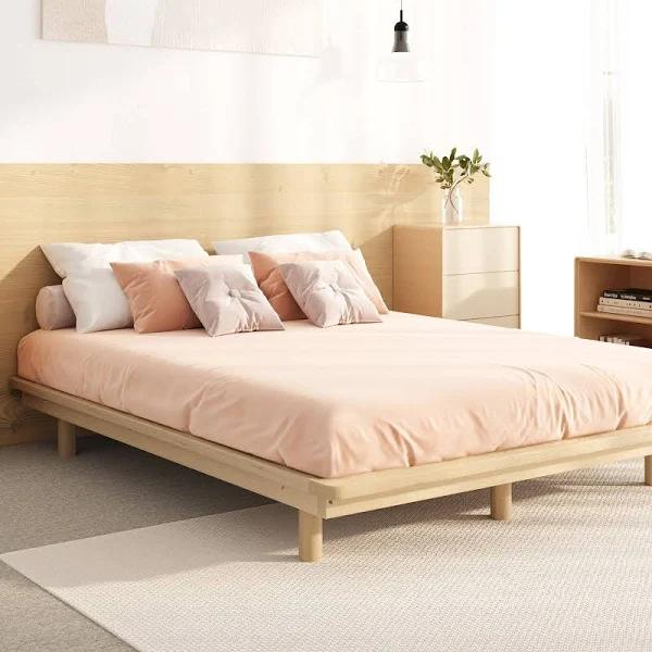 Oikiture Bed Frame King Size Wooden Bed Base Timber Floating Beds