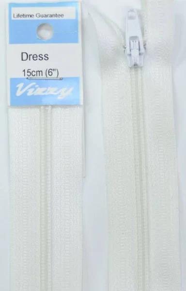 Vizzy Dress Zip, 15cm, Colour 01 White