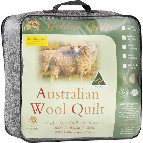 Golden Quilts 100% Australian Wool Quilt, 350GSM - Super King