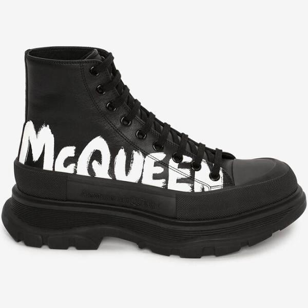 Alexander McQueen Men's Black Tread Slick Boot - 13 (Calf Leather)