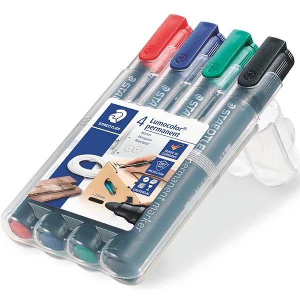 Staedtler 352 Lumocolor Permanent Marker Bullet 2.0mm Assorted Wallet 4