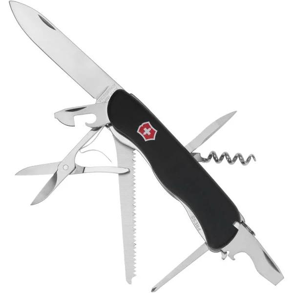 Victorinox Swiss Army Knife Outrider 14 Functions Multitool with Locking Blade, Can Opener, Screwdriver 3 mm, Corkscrew, Black