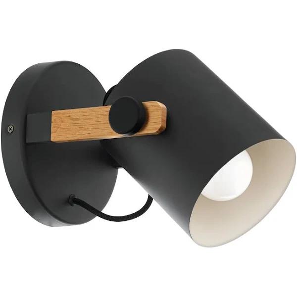 Eglo Hornwood Black & Timber Wall Light