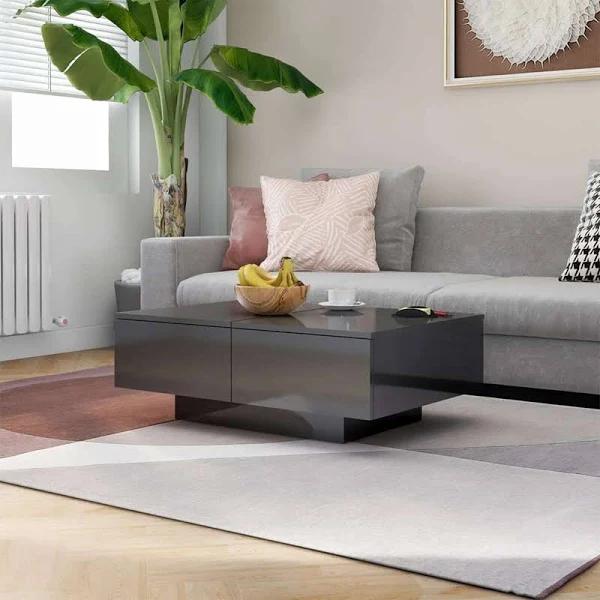 vidaXL - Coffee Table Chipboard - High Gloss Grey - 90x60x31 cm