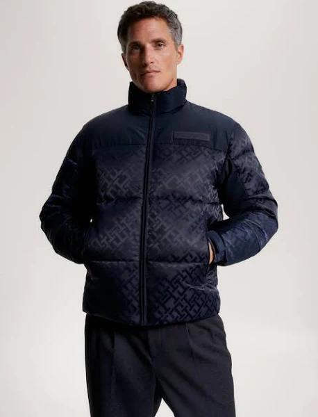 Tommy Hilfiger New York Puffer Jacket in Desert Sky monogram-Navy