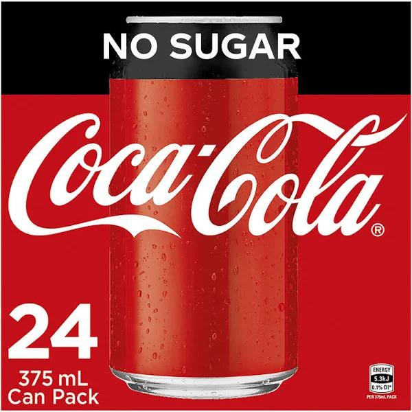 Coca-Cola No Sugar Cans 375ml 24 Pack