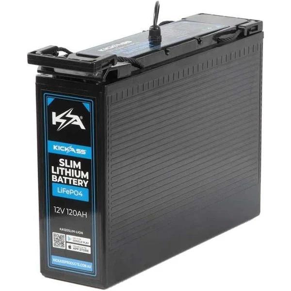 KickAss 12V 120Ah Smart Slimline Lithium Deep Cycle Battery LiFeP04