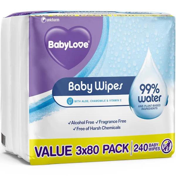 BabyLove Water Baby Wipes - 240 Pack