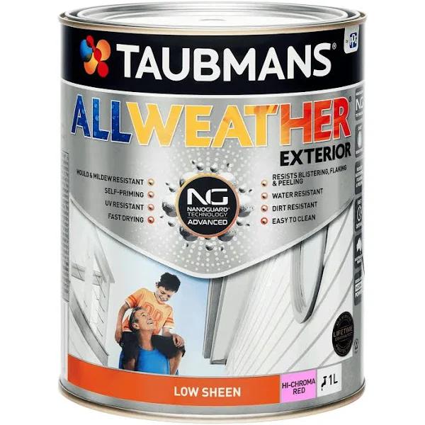 Taubmans 1L Hi C Red Low Sheen All Weather Exterior Paint