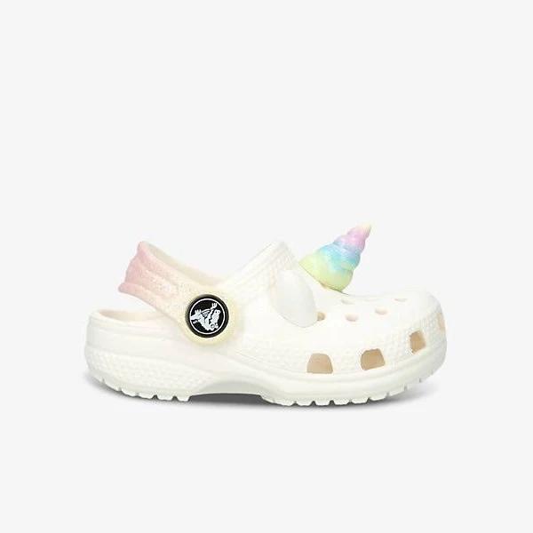 Crocs Boys White/Comb Kids Rainbow unicorn-embellished Rubber Clogs