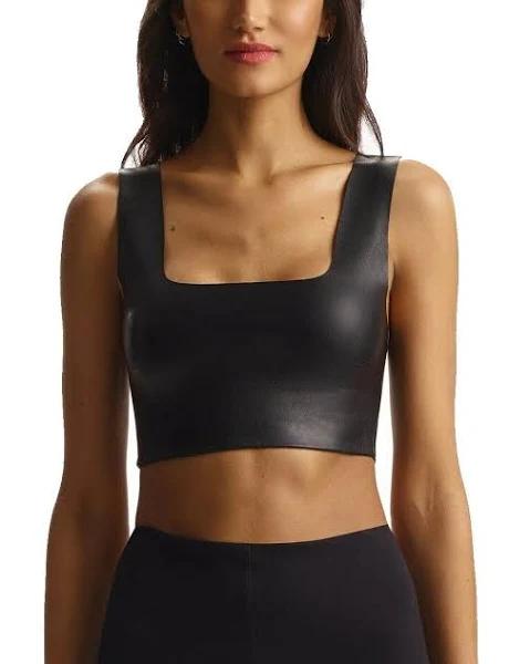 Commando Cropped Faux stretch-leather Top - Women - Black Tops - XL