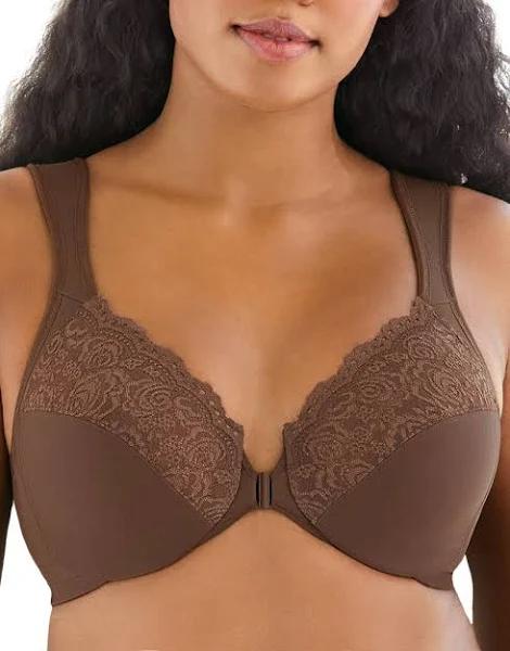 Glamorise Wonderwire Front-Closure Bra - Mocha - 14DD Mocha