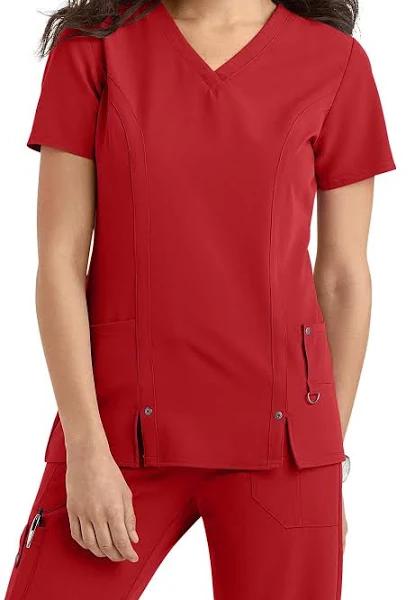 Dickies Xtreme Stretch Scrubs V-Neck Scrub Top - XS - Red