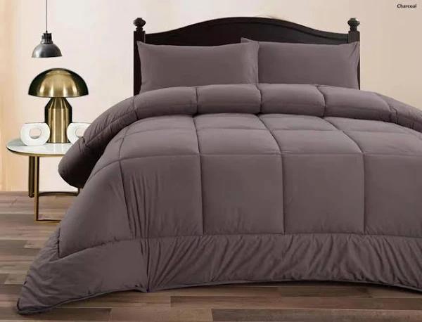 Ramesses Mink Flannel Comforter Set (Charcoal) - Double