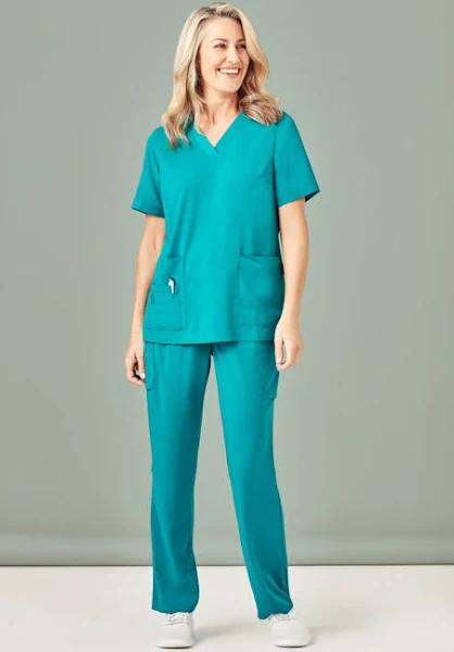 BizCare Womens Easy Fit V-Neck Scrub Top CST941LS Teal / L