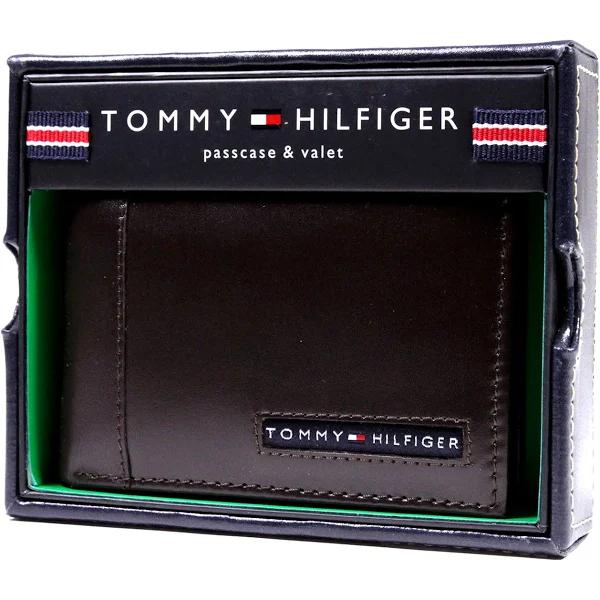 Tommy Hilfiger Cambridge Passcase Wallet Brown Leather