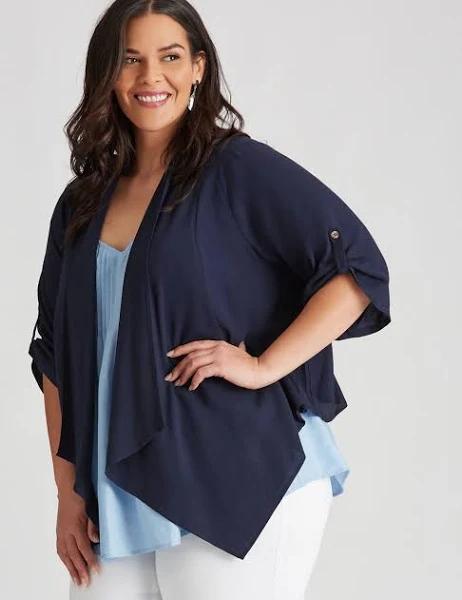 Autograph Women's Woven Waterfall Linen Blend Jacket - Plus Size Curvy | AU 24