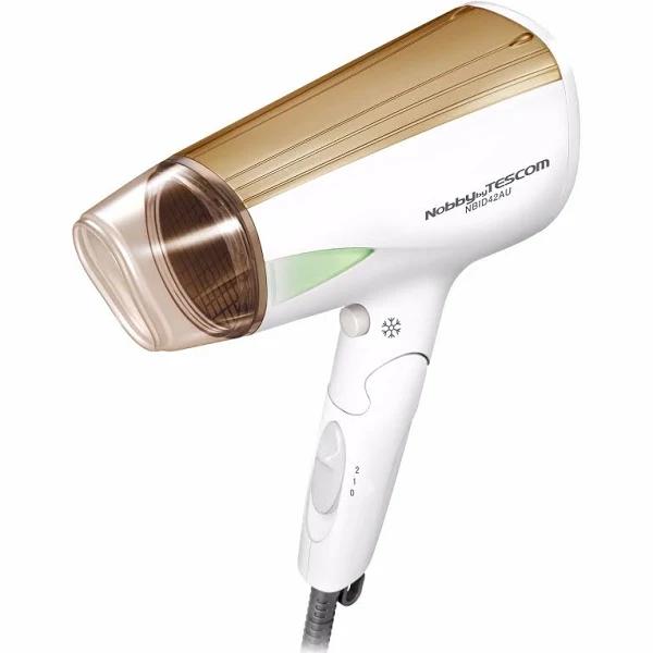 Au Nobby By Tescom Nbid42au Ionic Travel Hair Dryer White/gold Made In