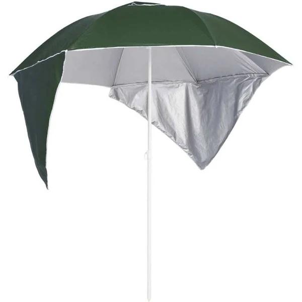 vidaXL Beach Umbrella with Side Walls Green 215 cm