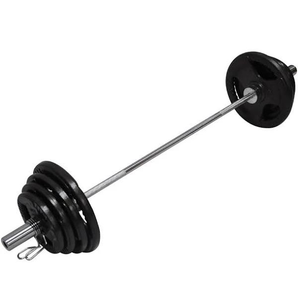 84kg Total - 150cm Olympic Barbell Bar - 5kgx2 + 7.5kgx2 + 10kgx2 + 15kgx2 Weight Plates Free Spring Collar